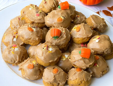 Pumpkin cookies with sugar glaze