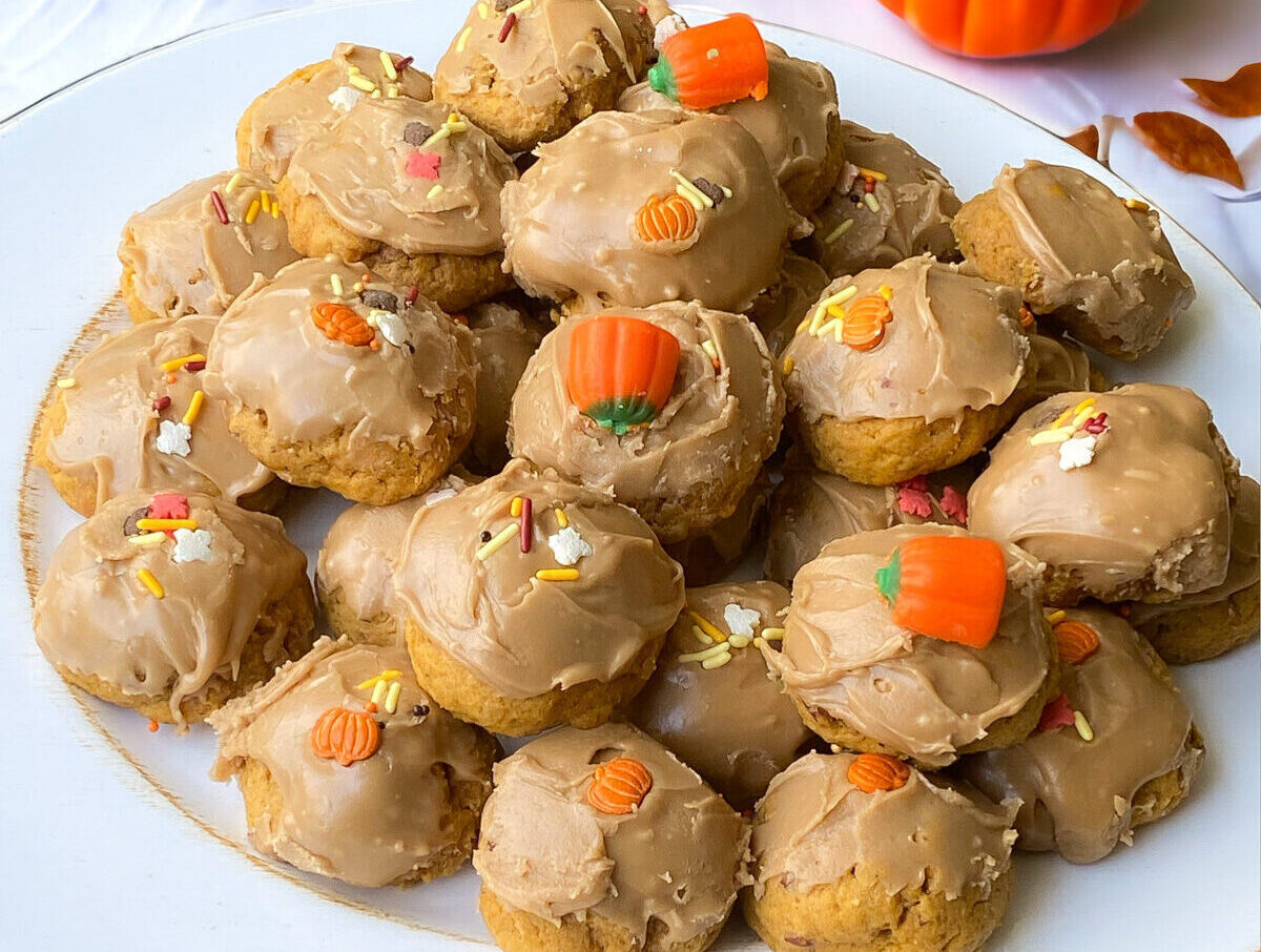Pumpkin cookies with sugar glaze