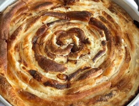 Spiral Cheese Pie (Homemade Phyllo Dough)- Sirnica